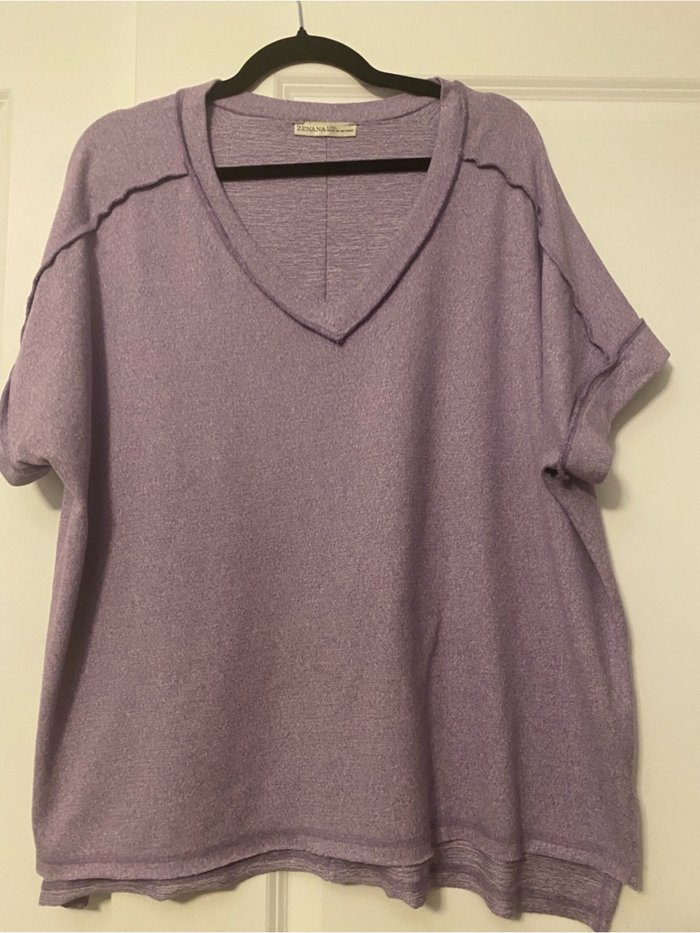 Zenana Outfitters Lavender V-Neck Short Sleeve Tee